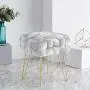 Ornavo Home Mirage Modern Contemporary Square Woven Upholstered Velvet Ottoman with Gold Metal Legs - Silver Ornavo Home Mirage Modern Contemporary Square Woven Upholstered Velvet Ottoman with Gold Metal Legs - Silver