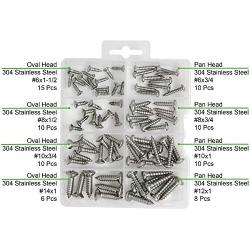 T.K.Excellent Sheet Metal Screw Oval and Pan Head 304 Stainless Steel #6 to #12 Assortment Kit,79 Pcs