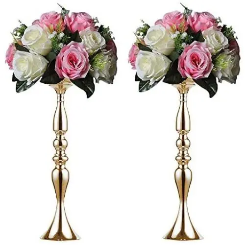 Sziqiqi Metal Centerpiece Vase Flower Centerpiece Holder Riser Stand Tall Candle Holder for Pillar 2Pcs for Wedding Centerpiece Flower Arrangement Birthday Anniversary Party Decoration, Gold 19.7in Sziqiqi Metal Centerpiece Vase Flower Centerpiece Holder Riser Stand Tall Candle Holder for Pillar 2Pcs for Wedding Centerpiece Flower Arrangement Birthday Anniversary Party Decoration, Gold 19.7in