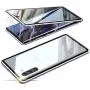Jonwelsy Magnetic Adsorption Case for Samsung Galaxy Note 10, 360 Degree Front and Back Clear Tempered Glass Flip Cover, Metal Bumper Frame for Samsung Galaxy Note 10 (Silver)