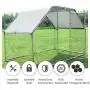 PawHut Galvanized Metal Chicken Coop Cage with Cover, Walk-in Pen Run