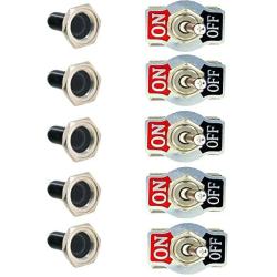 Etopar 5 X Heavy Duty 20A 125V 15A 250V SPST 2 Terminal Pin ON/Off Rocker Toggle Switch Flick Metal Waterproof Cap Knob