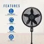 Lasko 1843 18″ Remote Control Cyclone Pedestal Fan with Built-in Timer, Black Features Oscillating Movement and Adjustable Height Lasko 1843 18″ Remote Control Cyclone Pedestal Fan with Built-in Timer, Black Features Oscillating Movement and Adjustable Height