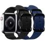 Misker Nylon Band Compatible with Apple Watch Band 44mm 42mm 40mm 38mm,Breathable Sport Strap with Metal Buckle Compatible with iwatch Series 5/4/3/2/1 (2-Packs Black/Navy Blue, 38mm/40mm)
