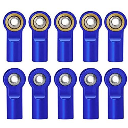 10Pcs Link Rod End Joint Aluminum M4 Metal Ball End Head Holder Tie for 1/10 RC SCX10 Cars Parts (Royal Blue)