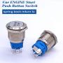 Taiss 12V 19mm Momentary Blue LED Illuminated Car Engine Start Push Button Switch 1NO 1NC 3/4'' Mounting Hole Silver Stainless Steel Metal Toggle Switch For Car Boat Part Modification TM19-Start -Bu
