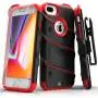 ZIZO Bolt Series for iPhone 8 Plus Case Military Grade Drop Tested Tempered Glass Screen Protector Holster iPhone 7 Plus case Black RED