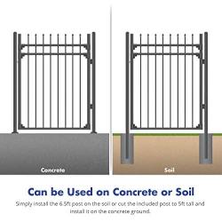 XCEL - Black Steel Anti-Rust Fence Gate - Sharp End Pickets - 4ft W x 5ft H - Easy Installation Kit, for Residential, Outdoor, Yard, Patio, Entry Way, 3-Rail Metal Gate