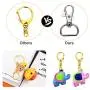 Roctee 100 Piece D Hook Keychain Hardware with Jump Rings, Metal Split Key Ring Clips with Chain for Craft Charm Making DIY (Silver & Gold)