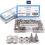 150 Pcs Snaps Fastener Screw Snaps, Heavy Duty Metal Snaps Button for Boat Canvas with 2 Pcs Setting Tool by Seloky, 50 Sets(Marine Grade, 3/8'' Socket, 5/8'' Screw)