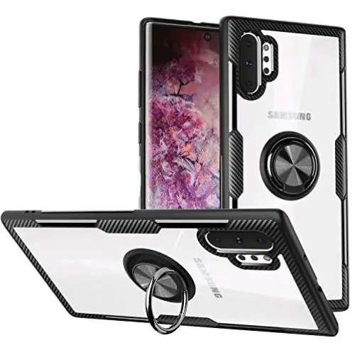 Galaxy Note 10+ Plus/Pro/5G Case,WATACHE Crystal Clear Carbon Fiber Design Armor Protective Case with 360 Degree Rotation Finger Ring Grip Holder Kickstand for Galaxy Note 10+/Plus,Black Galaxy Note 10+ Plus/Pro/5G Case,WATACHE Crystal Clear Carbon Fiber Design Armor Protective Case with 360 Degree Rotation Finger Ring Grip Holder Kickstand for Galaxy Note 10+/Plus,Black
