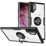 Galaxy Note 10+ Plus/Pro/5G Case,WATACHE Crystal Clear Carbon Fiber Design Armor Protective Case with 360 Degree Rotation Finger Ring Grip Holder Kickstand for Galaxy Note 10+/Plus,Black