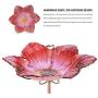 MUMTOP Bird Baths for Outdoors Glass Bird Bath Bowl Outdoor Bird Feeder Flower Pattern with Metal Stake for Garden, Yard and Lawn Decor (Red)