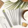 4 Reusable Stainless Steel Metal Straws with Case - Drinking Straws 8.5'' for 20 24 30 oz Tumblers Yeti - 2 Cleaning Brushes and Travel Bag Included, by LIME SKIES