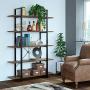Homfa Bookshelf, 5-Tier Industrial Bookcase, Open Storage Display Shelves Organizer, Accent Furniture with Wood Grain Shelves and Metal Frame for Home Office, 47L x 13W x 70H