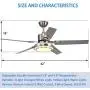 Reversible Ceiling Fan with Light and Remote Control, Stainless Steel, Silver (42in) Reversible Ceiling Fan with Light and Remote Control, Stainless Steel, Silver (42in)