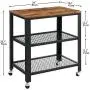 VINEXT 3-Tier Kitchen Serving Cart, Industrial Rolling Cart on Wheels, Simple and Convenient Storage Rack for Living Room, Vintage Style Wooden Board, Stable Metal Frame VINEXT 3-Tier Kitchen Serving Cart, Industrial Rolling Cart on Wheels, Simple and Convenient Storage Rack for Living Room, Vintage Style Wooden Board, Stable Metal Frame