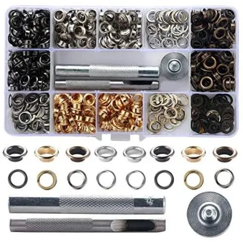 Grommet Kit 1/4 Inch Grommets Metal Eyelets 400 Sets with 3 Pieces Install Tool Good for Cloth Shose Garments Leather DIY Creft (6mm 4 Colors) Grommet Kit 1/4 Inch Grommets Metal Eyelets 400 Sets with 3 Pieces Install Tool Good for Cloth Shose Garments Leather DIY Creft (6mm 4 Colors)