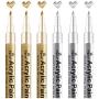 Paint Pen Gold Silver Metallic Permanent Acrylic Markers Set for Fabric Glass Rock Wooden Ceramic Leather Tire Painting, 0.7mm Extra Fine Tip (3pcs Gold+3pcs Silver)