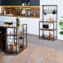 Yaheetech 4-Tier Industrial Kitchen Bakers Rack,Standing Bakers Racks,Microwave Oven Stand Organizer Workstation Mesh Panel w/10 Hooks,Standing Cupboard w/Storage Shelves,Stable Metal Frame