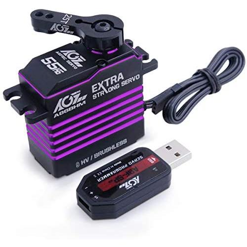 AGFRC 55KG Digital Steering Servo High Torque Programmable Full Metal Gear Brushless Servo for 1/8 1/10 RC Models, Control Angle 180° (A86BHM(Purple)&AGF-SPV2) AGFRC 55KG Digital Steering Servo High Torque Programmable Full Metal Gear Brushless Servo for 1/8 1/10 RC Models, Control Angle 180° (A86BHM(Purple)&AGF-SPV2)