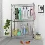 Kemanner Heavy Duty Rolling Garment Rack 3-Tiers Wire Shelving W/ Double Rods & Lockable Wheels & 1 Pair Side Hooks - Hold Up to 400Lbs (Gray, 2Rod 2Hook) Kemanner Heavy Duty Rolling Garment Rack 3-Tiers Wire Shelving W/ Double Rods & Lockable Wheels & 1 Pair Side Hooks - Hold Up to 400Lbs (Gray, 2Rod 2Hook)