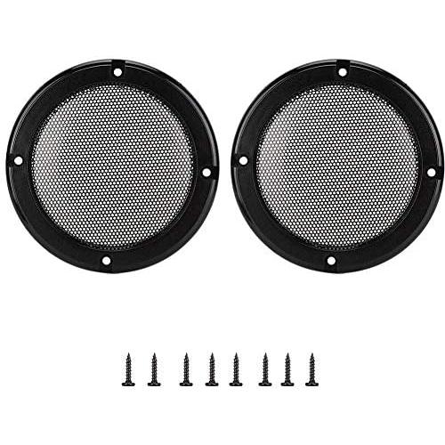 AMONIDA 2 pcs 6.5 inch Speaker Grills Audio Speaker Cover Decorative Circle Protective Metal Mesh Cover (Black+Black)