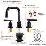 WOWOW Two Handles Widespread 8 inch Bathroom Faucet Black 3 Pieces Basin Faucets 360 Degree Swivel Spout Lavatory Sink Faucet