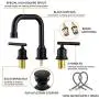 WOWOW Two Handles Widespread 8 inch Bathroom Faucet Black 3 Pieces Basin Faucets 360 Degree Swivel Spout Lavatory Sink Faucet