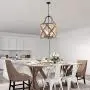 Jiuzhuo Vintage Distressed White Carved Wood 4-Light Lantern Farmhouse Chandelier Lighting Hanging Ceiling Fixture in Rust