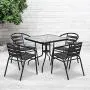 Flash Furniture 31.5 Square Tempered Glass Metal Table Flash Furniture 31.5 Square Tempered Glass Metal Table