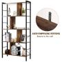 Giantex 4-Tier Bookshelf, Industrial Style Bookcase with Metal Frame, Free Standing Storage Display Shelves, Home Office Study Storage Rack Shelves with Dividers, Wood Shelving Unit (Rustic Brown)