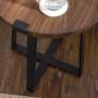 Walker Edison Anastasia Modern Metal Wrap X Base Accent Table, 18 Inch, Dark Walnut