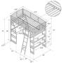 DHP Studio Loft Bunk Bed Over Desk and Bookcase with Metal Frame - Twin (Gray)