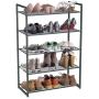 SONGMICS 5-Tier Shoe Rack, Stackable Shoe Organiser, 15-20 Pairs of Shoes, Metal Shoe Rack Storage, 24.8 x 11.8 x 36.2 Inches, Smoky Gray ULMR85GC