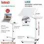 Tatkraft Like Portable Laptop Desk with Mouse Pad, Rolling Computer Stand with Adjustable Height, Sturdy and Ergonomic, White Tatkraft Like Portable Laptop Desk with Mouse Pad, Rolling Computer Stand with Adjustable Height, Sturdy and Ergonomic, White