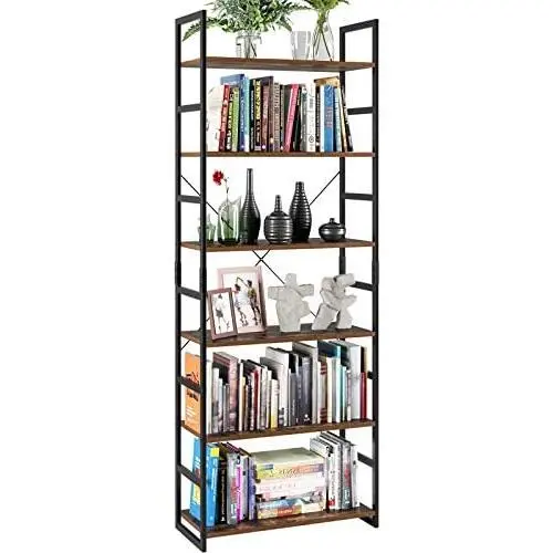 Homfa Industrial Bookcase 6-Tier, 27.5L x 11.8W x 76.5H Inches Free Standing Plant Flower Stand Rack Books Display Shelf with Metal Frame, Multipurpose Utility Organizer Shelf for Home Office Homfa Industrial Bookcase 6-Tier, 27.5L x 11.8W x 76.5H Inches Free Standing Plant Flower Stand Rack Books Display Shelf with Metal Frame, Multipurpose Utility Organizer Shelf for Home Office
