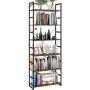 Homfa Industrial Bookcase 6-Tier, 27.5L x 11.8W x 76.5H Inches Free Standing Plant Flower Stand Rack Books Display Shelf with Metal Frame, Multipurpose Utility Organizer Shelf for Home Office