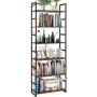 Homfa Industrial Bookcase 6-Tier, 27.5L x 11.8W x 76.5H Inches Free Standing Plant Flower Stand Rack Books Display Shelf with Metal Frame, Multipurpose Utility Organizer Shelf for Home Office