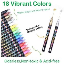 Acrylic Paint Markers,18 Colors Extra Fine Point Acrylic Paint Pens Set by Smart Color Art,Permanent Water Based, Great for Rock, Wood, Fabric, Glass, Metal, Ceramic, DIY Crafts and Most Surfaces