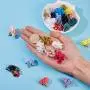 SUNNYCLUE 60pcs 3 Style 3D Cloth Flower Charms Pendants Fabric Floral Petal Tassel with Metal Caps Key Chain for Jewelry Making
