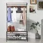 VIVOHOME 5-in-1 Entryway Hall Tree, Industrial Stand Organizer with Shoe Bench, Vintage MDF Wood Furniture with Stable Metal Frame VIVOHOME 5-in-1 Entryway Hall Tree, Industrial Stand Organizer with Shoe Bench, Vintage MDF Wood Furniture with Stable Metal Frame