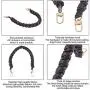 PH PandaHall 1 pc 17 Inch Braided Imitation Leather Replacement Handles Purses Straps Handbags Shoulder Bag Strap with Swivel Lobster Buckles, Black
