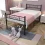 HAAGEEP Twin Bed Frame with Headboard Storage No Box Spring Needed Metal Platform Single Size Bedframe Foundation 14 Inch High HAAGEEP Twin Bed Frame with Headboard Storage No Box Spring Needed Metal Platform Single Size Bedframe Foundation 14 Inch High