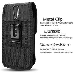 AISCELL Universal Metal Belt Clip Holster for Smartphone, Heavy Duty Black Nylon Canvas Pouch Case, Compatible for Moto G5S Plus, Moto E4 Plus,Moto G4, G5 Plus,with Slim Cover or Naked Phone