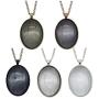 Julie Wang 10 Sets Mixed Oval Pendant Tray Bezel Blank Kit with Glass Cabochon and Chain for Jewelry Making Necklace 40x30mm