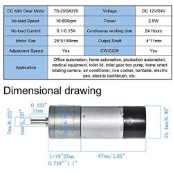 Bemonoc Encoder Metal Gearmotor DC 24V High Speed 150RPM Gear Motor with Two-channel Hall Effect Encoder for DIY Parts