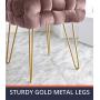 Ornavo Home Mirage Modern Contemporary Square Woven Upholstered Velvet Ottoman with Gold Metal Legs - Blush
