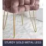 Ornavo Home Mirage Modern Contemporary Square Woven Upholstered Velvet Ottoman with Gold Metal Legs - Blush Ornavo Home Mirage Modern Contemporary Square Woven Upholstered Velvet Ottoman with Gold Metal Legs - Blush
