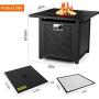 femor 30'' Propane Gas Fire Pit, 50,000 BTU Auto-Ignition Fire Bowl with Waterproof Firepit Table Cover & Lava Rock, CSA Certification, Outdoor Square Fireplace for Courtyard/Balcony(Black)